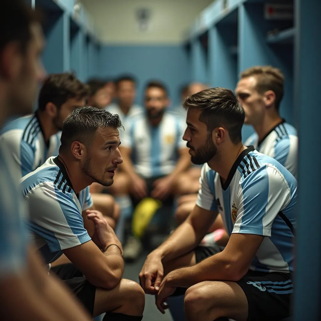 Jugadores en el vestuario